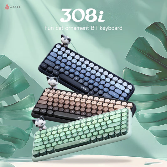 Ajazz 308I kabellose Tastatur mit 18/84 Tasten, runden Tastenkappen, Bluetooth, portable 2.4GHz-Zifferntastatur für Tablet, Laptop und Android