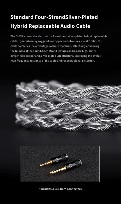 TRN SHELL 4DD+1Planar Hybrid Drivers In-Ear Earpohne IEM 0.78mm Detachable Cable Wired HIFI Music Earbuds Nozzle Design Headset