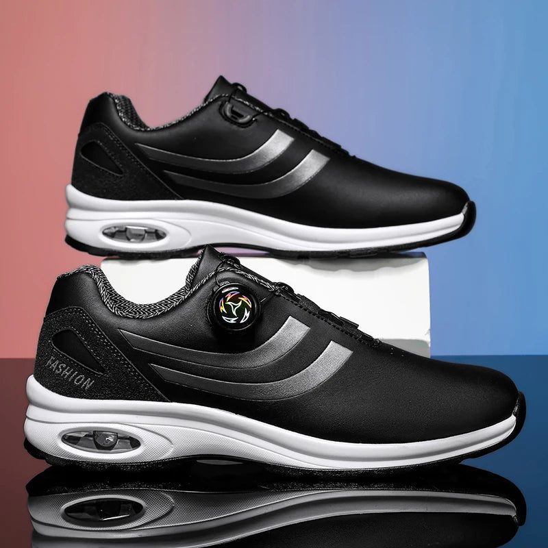 Golf Shoes Air Cushion Men Sports Running Driving Shoes Breathable Lightweight Comfortable Athletic Nonskid Rotating Sneakers