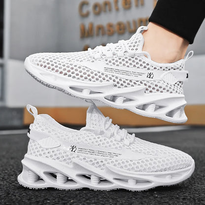 Sommer-sneakers til mænd i mesh, åndbare løbe- og tennissko til udendørs sport, Tenis Masculino, hvide casual vandresko, størrelse