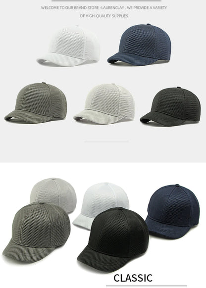 HT4828 5CM Short Brim Baseball Cap Male 6 Panels Baseball Hat Breathable Mesh Trucker Cap Men Women Solid Plain Snapback Cap