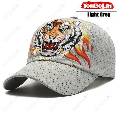 Καπέλο μπέιζμπολ «Outdoor Tiger Face», καλοκαιρινό ύφασμα ταχείας ξήρανσης, σχεδιασμός με πλέγμα και διάτρητα, καπέλο αντηλιακής προστασίας με εθνοτικό μοτίβο