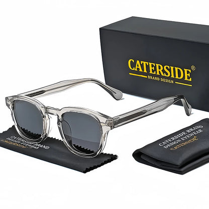 CATERSIDE Retro Round Men Sunglasses Punk Propionic Acid Pin Temple Luxury Sun Glasses Women Sports Leisure Party Eyewear UV400