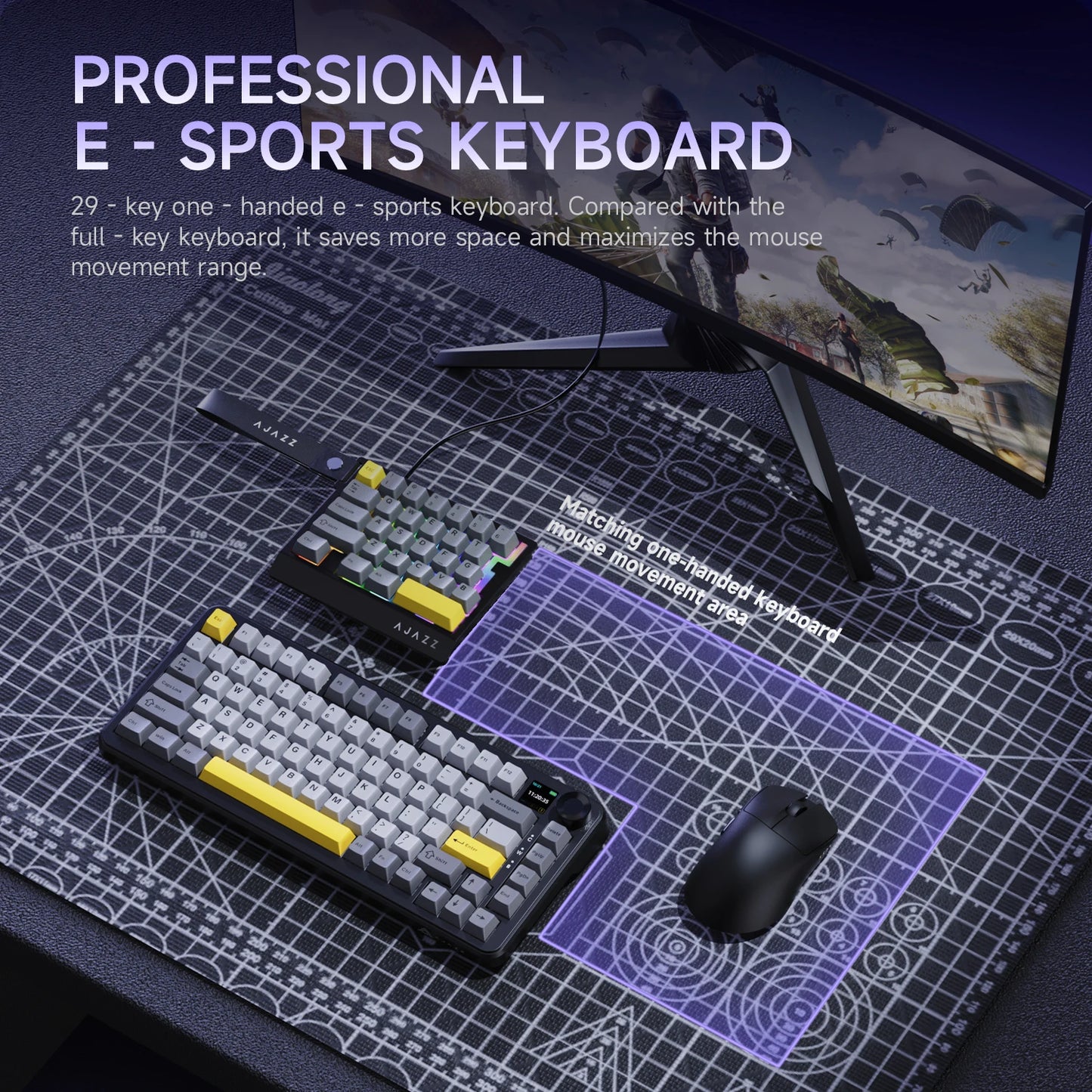 AJAZZ AK029 Wired One-Handed Gaming Keyboard with HE Magnetic Switch, 8000Hz RGB Mini Mechanical Keyboard, 29 Keys for PC Gaming