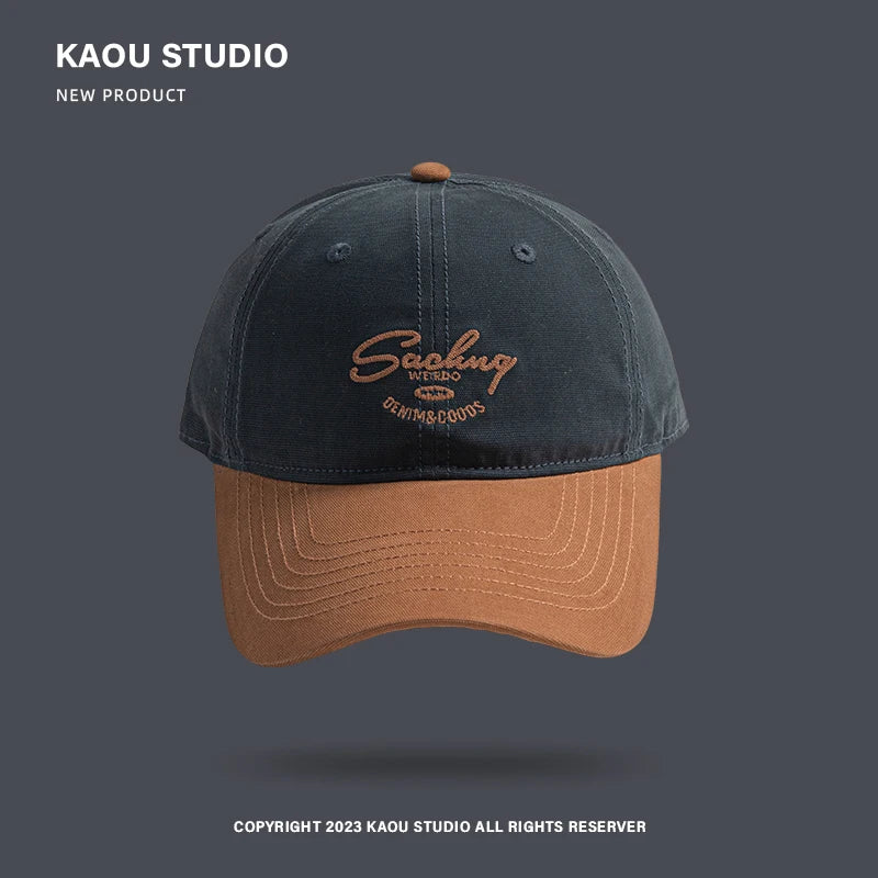 Deep top men's baseball cap big head circumference contrasting color trend street versatile sunshade women's cap