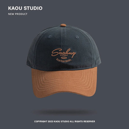 Deep top men's baseball cap big head circumference contrasting color trend street versatile sunshade women's cap