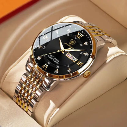 Reloj de hombre POEDAGAR Business de cuarzo, acero inoxidable, resistente al agua, fecha luminosa, reloj de pulsera de lujo informal para hombre