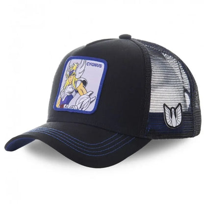 Saint Seiya Βαμβακερό καπέλο μπέιζμπολ τύπου snapback με μοτίβα anime και καρτούν για άνδρες και γυναίκες, στυλ hip hop και καπέλο trucker με πλέγμα για μπαμπάδες, Dropshipping
