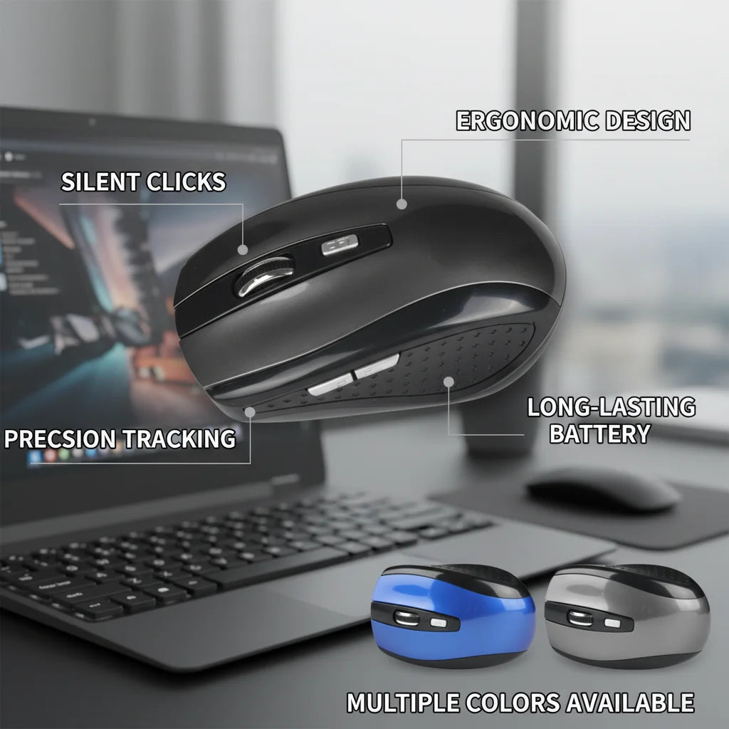 2.4G Wireless Mouse, 7500 DPI, 6 Buttons, 4-Ways Scroll Optical Gaming Mouse, Ergonomic Design For Desktop & Macbook PC Laptop