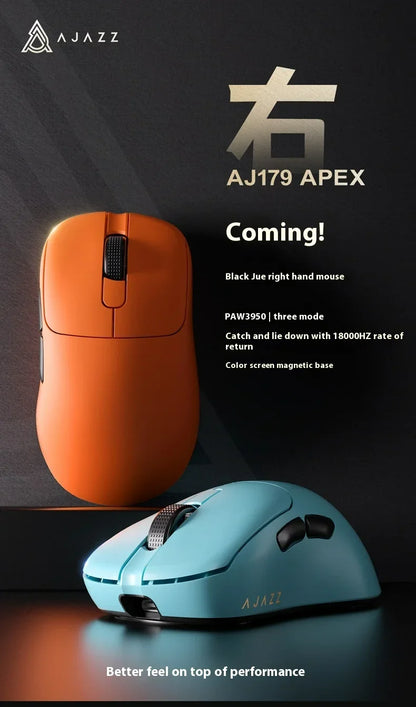 AJAZZ AJ179 APEX Gaming Mouse with Color Screen Dock, Magnetic Charging, 8000Hz High-Frequency, Tri-Mode (PAW3950) Right-Handed
