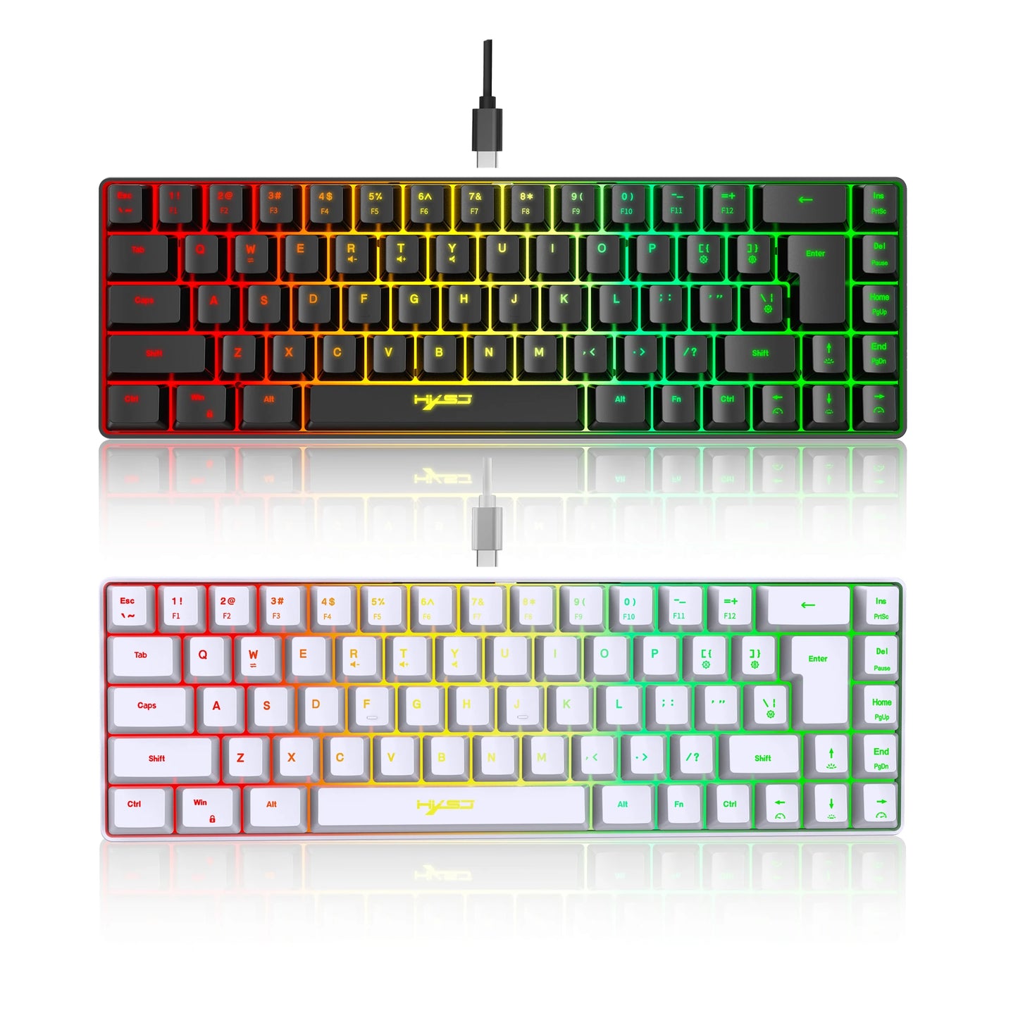 60% Percent Gaming Keyboard, Ergonomic Small Mini membrane Keyboard Compact RGB Backlit Keyboard for Windows, PC, Laptop, Gaming