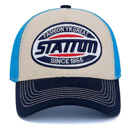 Styl: czapka baseballowa unisex, klasyczna czapka z siateczki STATION z nadrukiem literowym, dla mężczyzn i kobiet, oddychająca, czapka typu „trucker” na lato w stylu streetwear