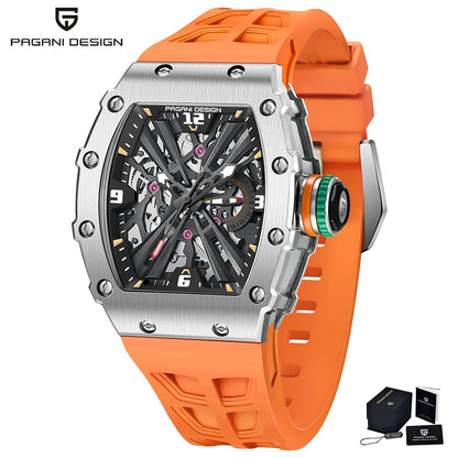 2026 New PAGANI DESIGN Men's Quartz Watches VH65 Movt Skeleton Dial 100M Waterproof Sport Rectangle Sapphire Glass Watch for Men