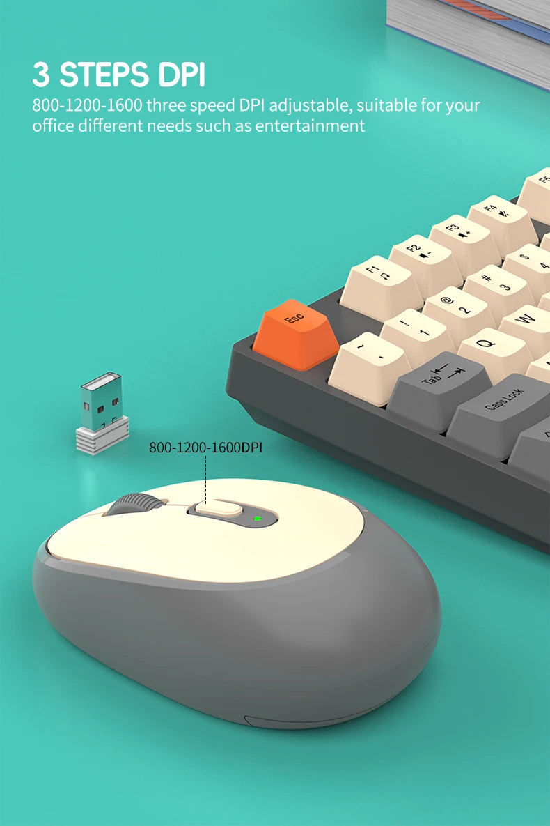 Set inalámbrico de teclado y ratón gaming de oficina NexusClick, ahorro de energía inteligente, tamaño completo, 104 teclas, 1600DPI ajustable, USB para portátil y PC