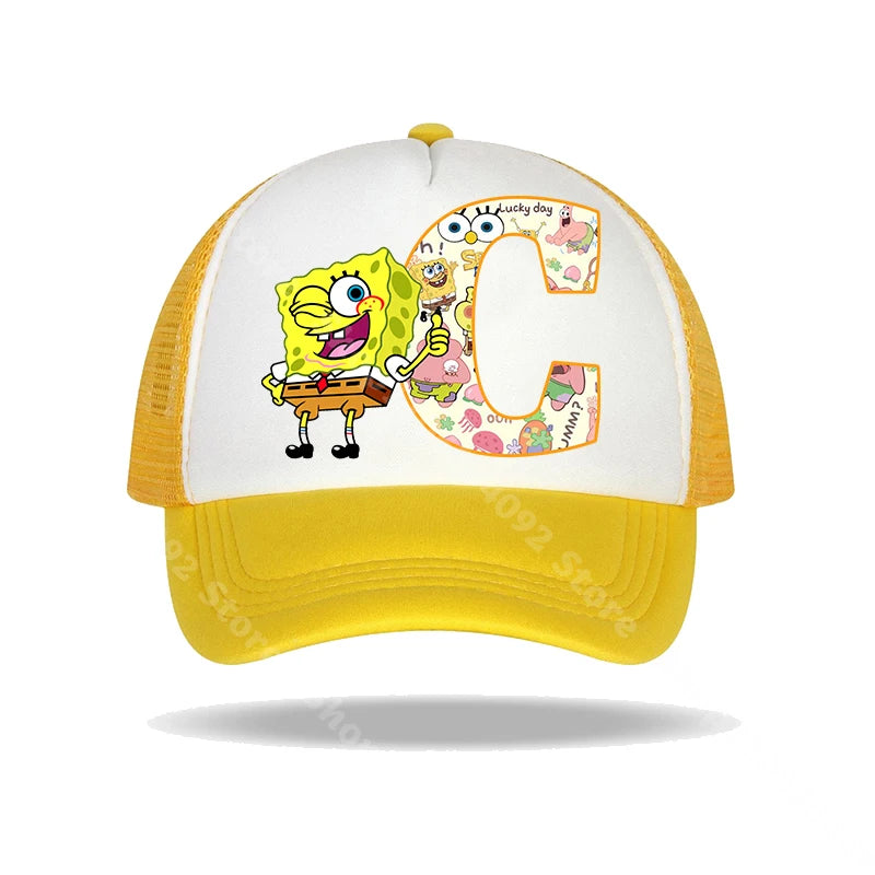 Καπέλο μπέιζμπολ SpongeBob SquarePants για παιδιά και ενήλικες με τυπωμένα γράμματα, καπέλα ηλίου, anime, καρτούν, ρυθμιζόμενα καπέλα με γείσο, καλοκαιρινό καπέλο για καθημερινή χρήση, νέο