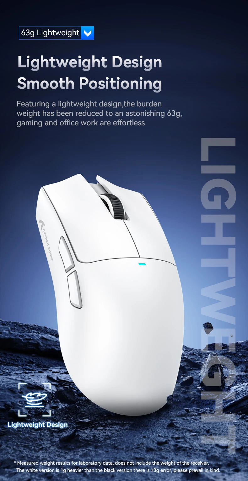 Rato Gaming Sem Fios ATTACK SHARK X11SE, Tri-Mode, Superleve de 63g com Sensor PAW3311, 22000 DPI, Bateria de 300mAh, Duplo Driver