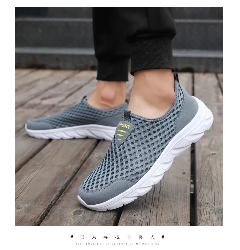 YRZL Lightweight Men's Casual Shoes, Breathable Slip-On Male Casual Sneakers, Anti-Slip Men's Flats, Outdoor Walking Shoes Size 39-46