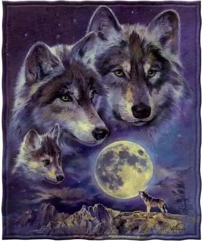 Howling Wolf Moonlight Mountain Κουβέρτα με σχέδιο άγριας φύσης για διακόσμηση υπνοδωματίου, δώρο για αυτόν, NatureStyle