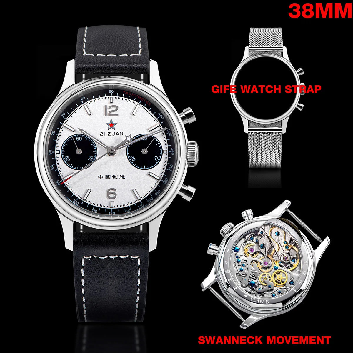 1963 Panda Pilot Chronograph Watch Men 40mm Air Force Sapphire Senior ST1901 Mechanical Wristwatches Retro Clock Men's Watch