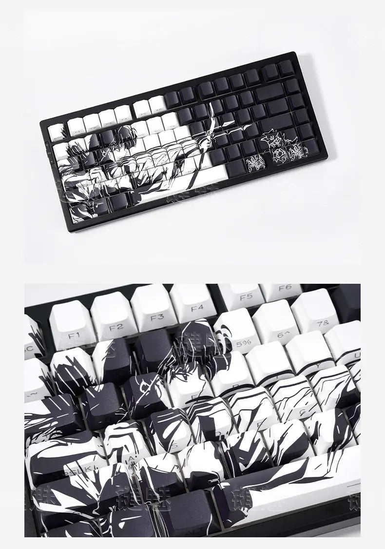 Anime Platycodon Cherry Key Cap Set PBT 130 Key Side Engraved Light Transmission for 60/84/98/108 Mechanical Keyboard ISO