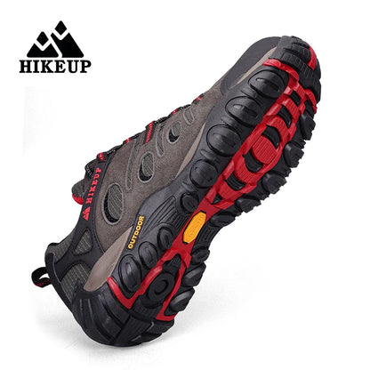 HIKEUP Hiking Shoes Men's Winter Climbing Trekking Sneakers for Men Leather Breathable Outdoor Anti-Skid Sports Work Shoes