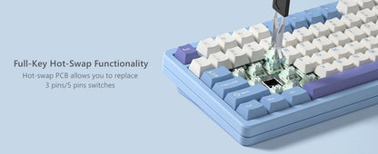 Womier SK75 75% Tri-Mode Aluminum Alloy Shell Blue Hot Swap Gaming Mechanical Keyboard RGB Wireless Gasket Mounted Keyboard