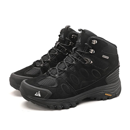 HIKEUP-Bottes de randonnée en daim pour hommes, chaussures de plein air à lacets, bottes de sport chaudes, chaussures de trekking décontractées, non ald, haut, hiver