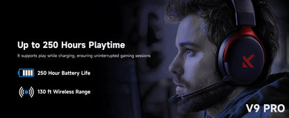 MCHOSE V9 Pro Gaming Wireless Headset 7.1 Surround Sound Headphones Noise Canceling Mic Low Latency Lightweight for PS5 PC SWITCH