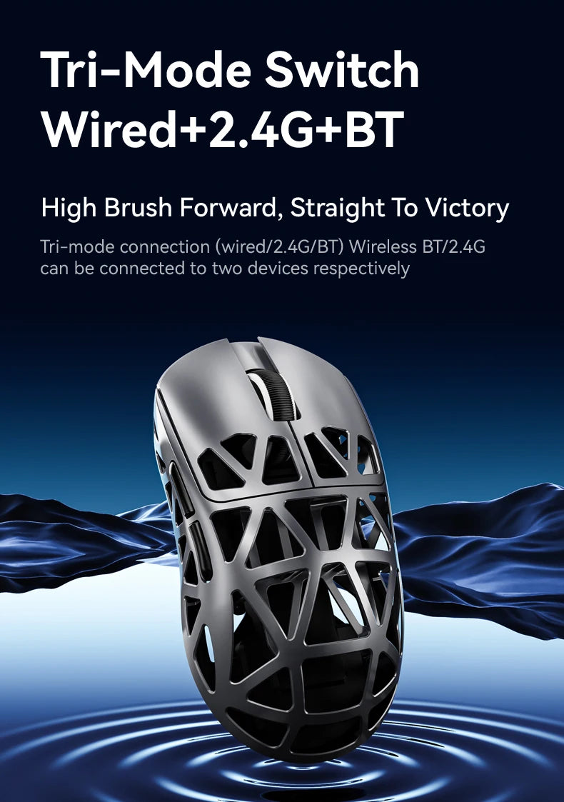 Attack Shark R2 bežični gaming miš PAW3950 8K od magnezijeve legure, lagani gaming miš s Bluetooth tri-mode povezivanjem za gaming/ured