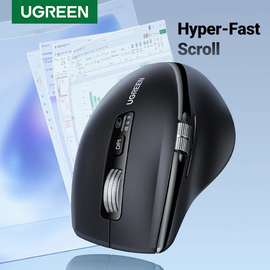 UGREEN  Wireless Mouse Hyper-Fast Scroll Bluetooth 5.4 2.4G Ergonomic 5000DPI for MacBook Tablet Laptops Computer PC Mice