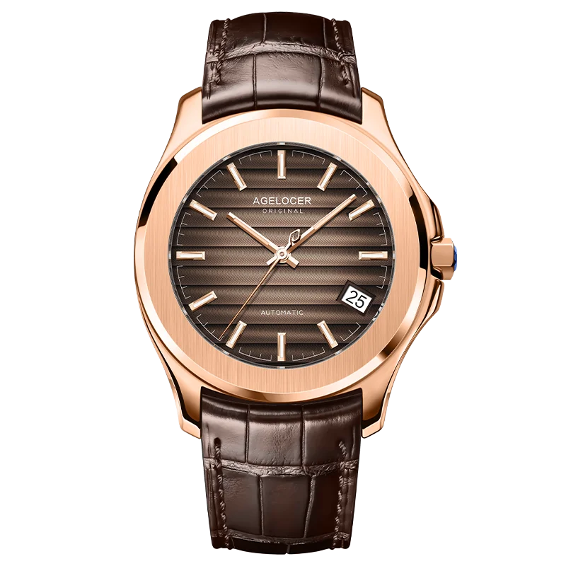 Reloj AGELOCER Original Baikal para hombre, con calendario grande, de estilo formal y de negocios, mecánico automático. Regalo de cumpleaños para hombre.