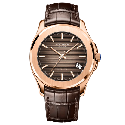 Reloj AGELOCER Original Baikal para hombre, con calendario grande, de estilo formal y de negocios, mecánico automático. Regalo de cumpleaños para hombre.