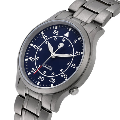 BERNY Titanium herenhorloge met kwartsmechanisme, AR-coating, saffierglas, modieus polshorloge, lichtgevend, VH31, ultradun polshorloge, waterdicht tot 5 ATM