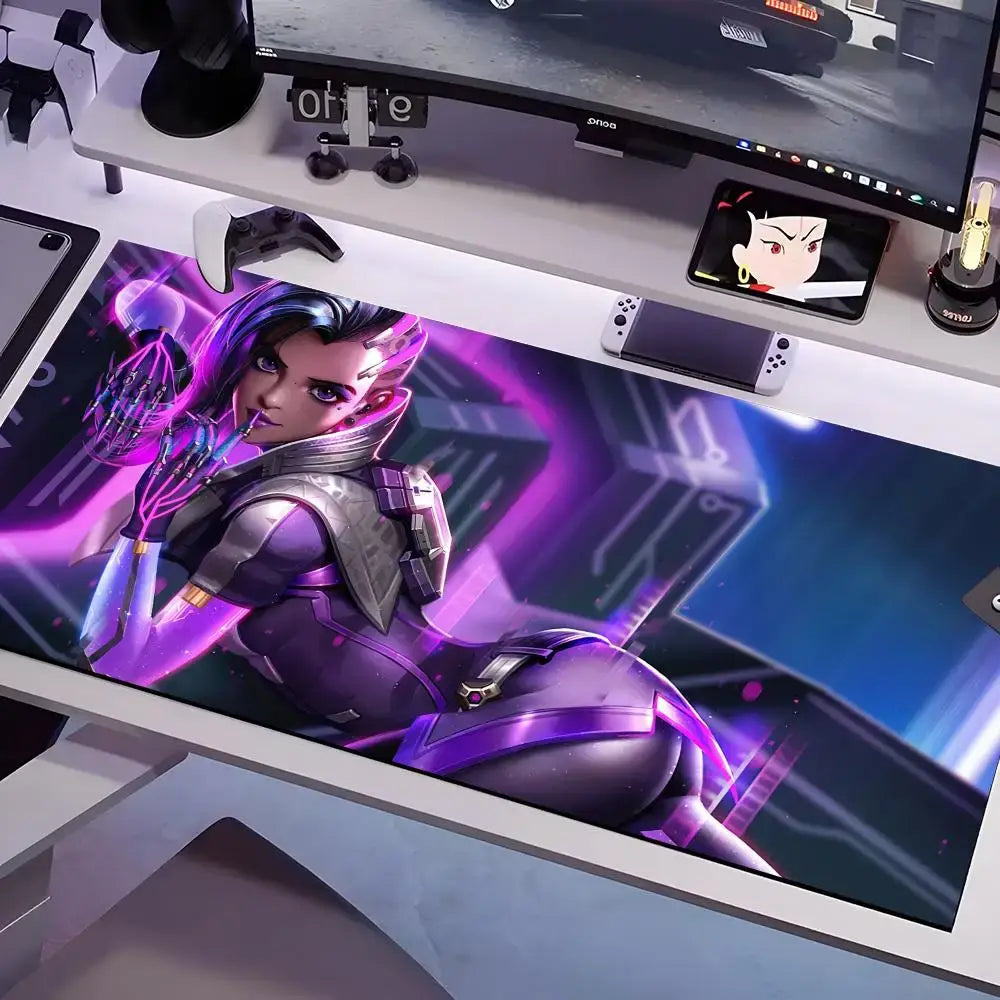 Overwatch-musemåtte i flere størrelser – stor firkantet måtte til computer, kontor og gamingbord, skridsikker musemåtte i gummi