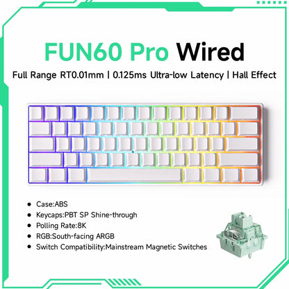 Akko MonsGeek FUN60 mechanische Tastatur mit Magnetschaltern, 60% Gaming-Tastatur, Rapid Trigger 0.01mm, 8K ARGB, HE/TMR Custom-Tastatur