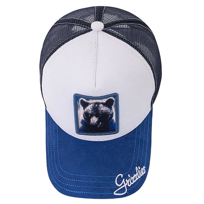 Czapka typu trucker unisex z naszywką w wzór Grizzlies, zamszowa czapka przeciwsłoneczna, letnia czapka baseballowa z motywem zwierzęcym dla mężczyzn i kobiet
