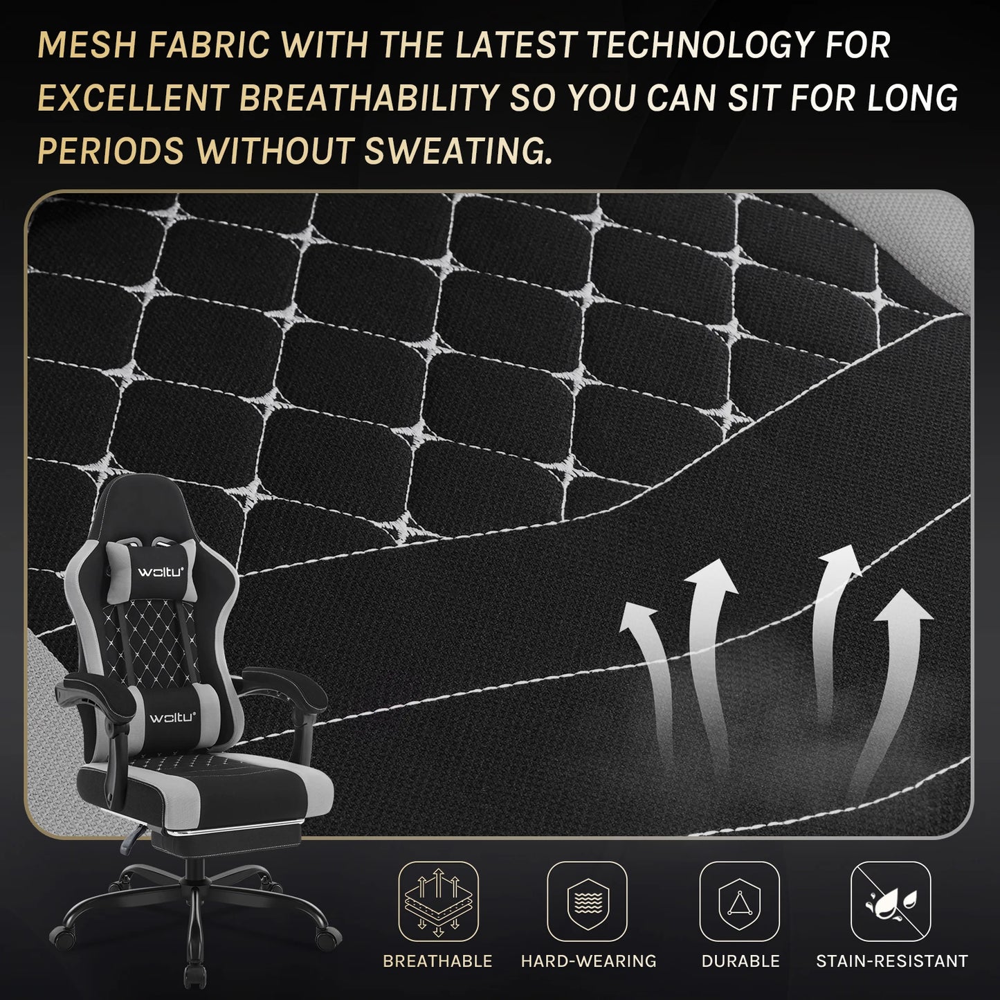 Silla de ordenador giratoria WOLTU con función de masaje, silla de oficina ergonómica con almohada y reposapiés, silla gaming ajustable en altura