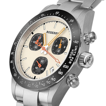 Boderry GOLDACE Titanium Chronograph Watch Mecha-Quartz Movement Luminous Business Wristwatch 100M Waterproof Clock