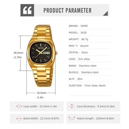 SKMEI 2420 Casual Female Wristwatch Dress For Women Ladies Business Steel Clock Fashion Quartz Date Time Women Luxury Watches