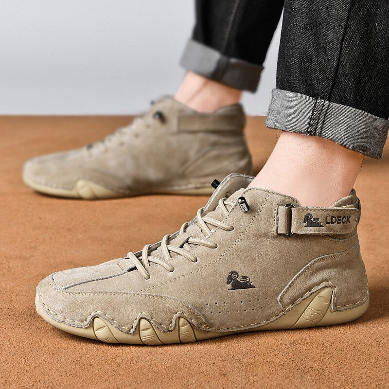 Men's Leather Casual Shoes, Non-slip Walking Sports Shoes, Handmade Shoes for Men with Free Shipping, High Top Sneakers Masculino