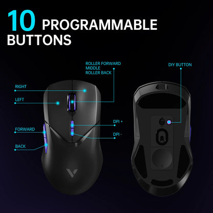 Rapoo VT9PRO/VT9Air 4K Wireless Gaming Mouse Superlight 26000DPI 4KHz Polling Rate 0.25ms Response Time 180H Battery Life PAW3398
