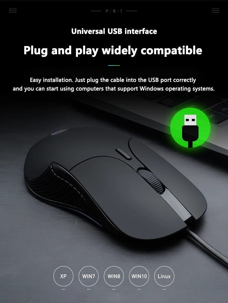 INPHIC B2 USB Wired Mouse, Silent Office Gaming Mouse for PC and Laptops