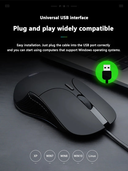 INPHIC B2 USB Wired Mouse, Silent Office Gaming Mouse for PC and Laptops
