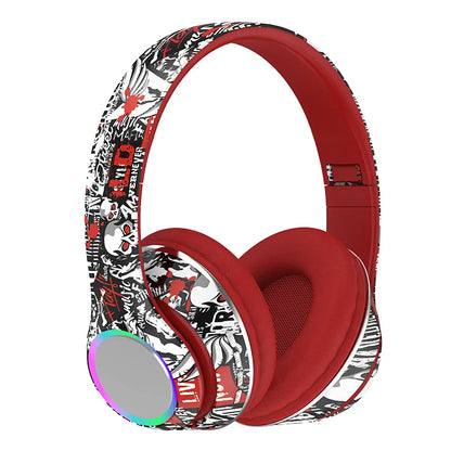 P85 Bluetooth 5.3 Wireless Headphones Over Ear Gaming Headset with Microphone, LED Light Foldable Bluetooth 5.3 Headphones, FM Radio & Noise Cancellation