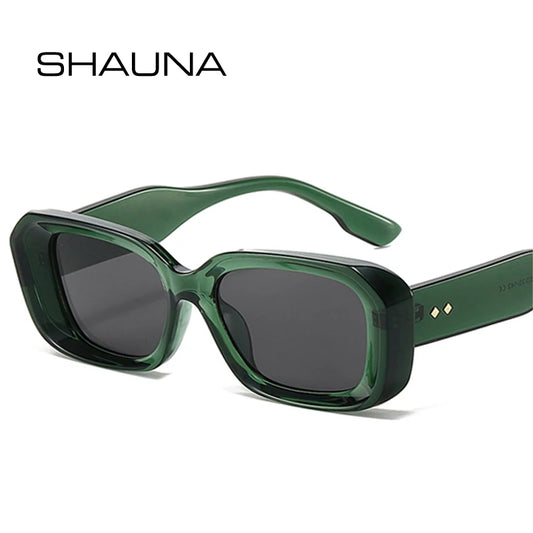 SHAUNA Retro Square Sunglasses Women Fashion Rivets Gradient Shades UV400 Men Green Pink Sun Glasses