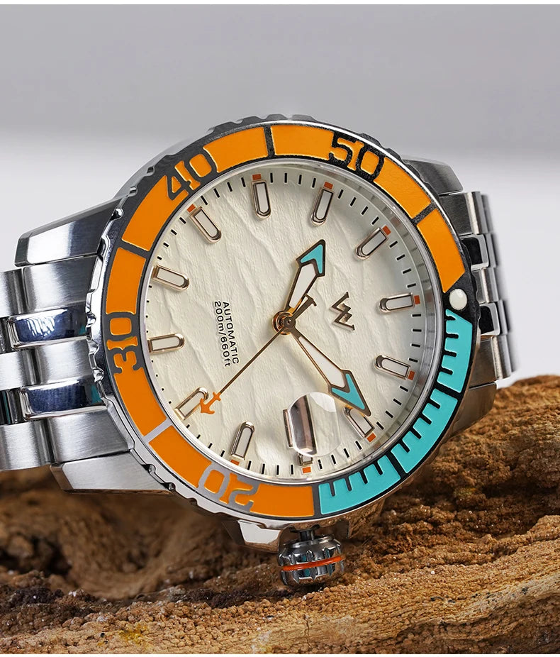 Zegarek WM – automatyczny zegarek mechaniczny NH35 z powłoką antyrefleksyjną, wodoodporny do 200, z szafirowym szkłem – Welly Merck Watch WM206
