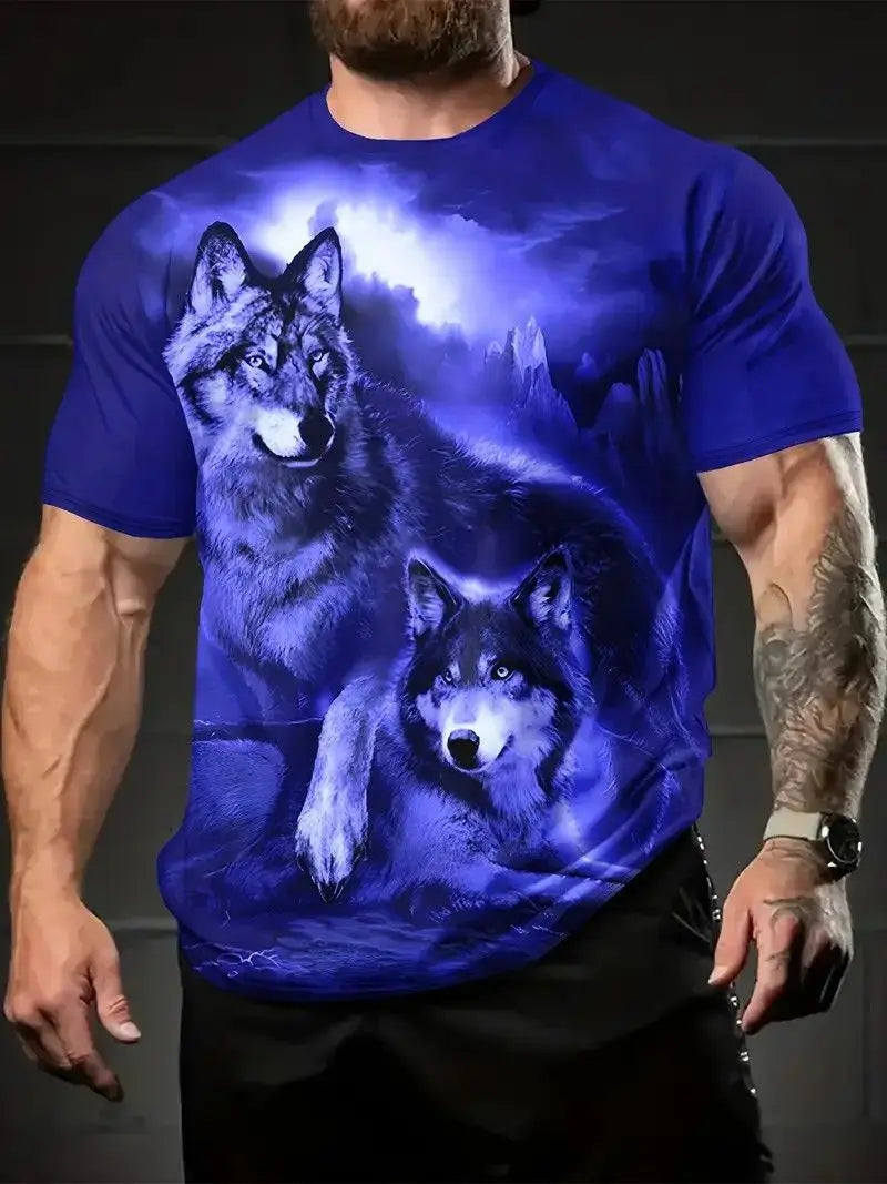 Letní trička s potiskem vlka a zvířat v 3D pro muže a ženy, hip-hopová trička s krátkým rukávem, ležérní oversized trička ve stylu Harajuku a Y2K, pánské oblečení