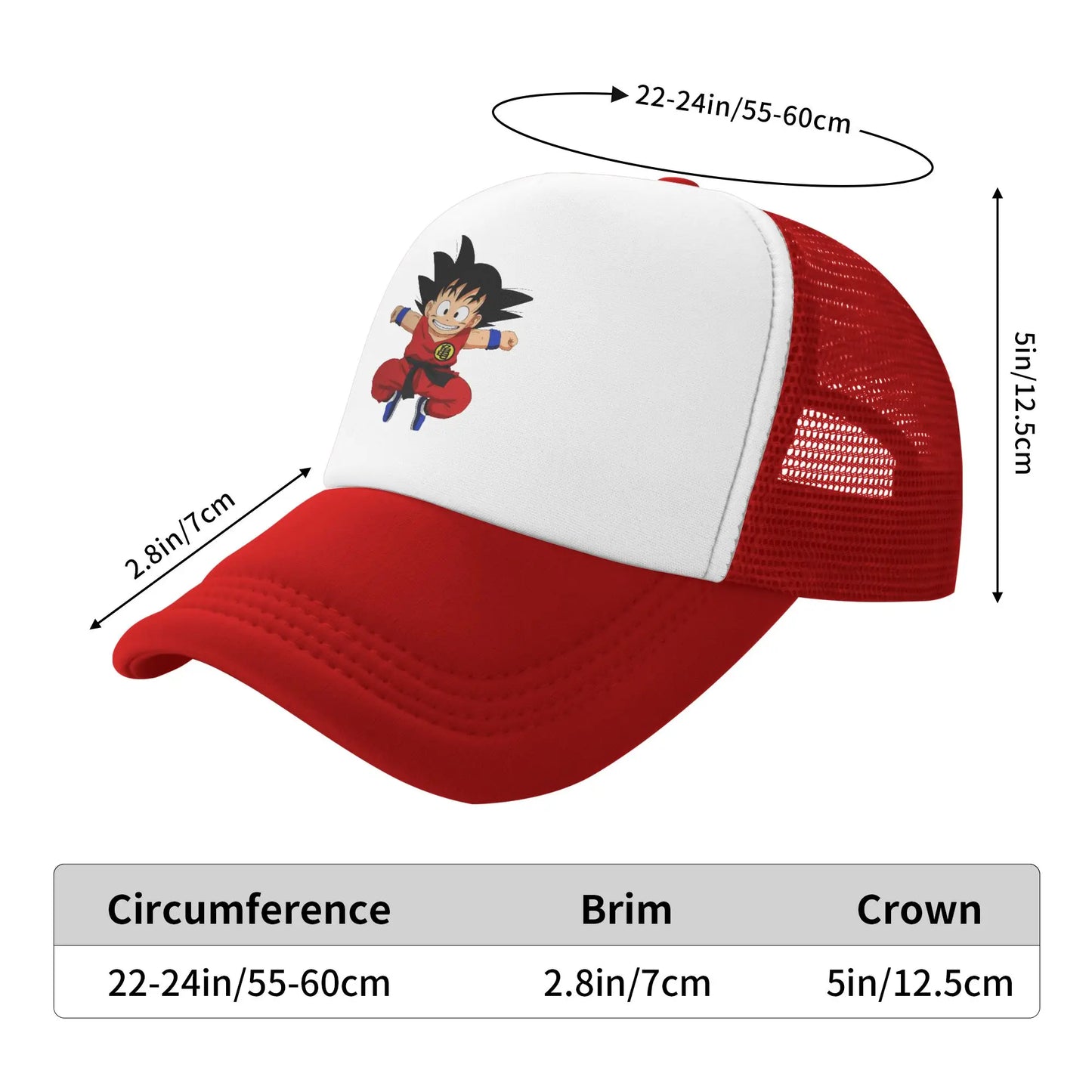 Adult Kid Goku Japanese Anime Trucker Cap Mesh Baseball Caps Dragon Ball Dad Hat Trucker Worker Cap Breathable Dad Hat Washable