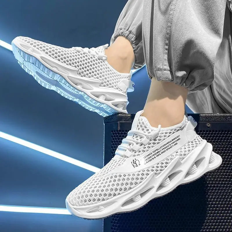 Sommer-sneakers til mænd i mesh, åndbare løbe- og tennissko til udendørs sport, Tenis Masculino, hvide casual vandresko, størrelse