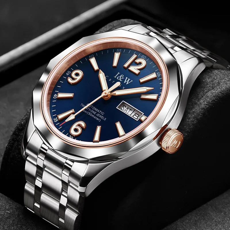 Reloj CARNIVAL luxury mechanical men’s watch in tungsten, MIYOTA 8205 automatic movement, water-resistant.